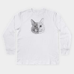 Cat draw with scribble art style Kids Long Sleeve T-Shirt